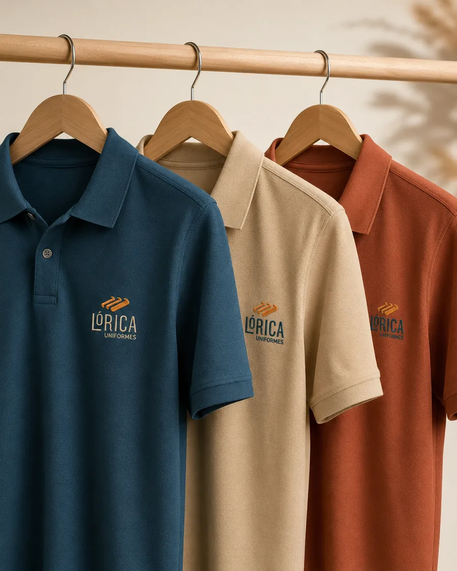 Linha Esporte Fino — polos com bordado Lórica